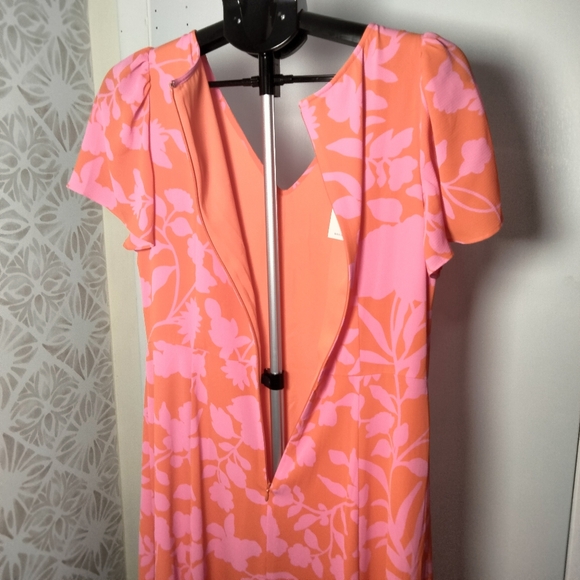 Talbots Silhouette Garden Flutter Sleeve Crepe Dress Size 8 - Picture 7 of 10